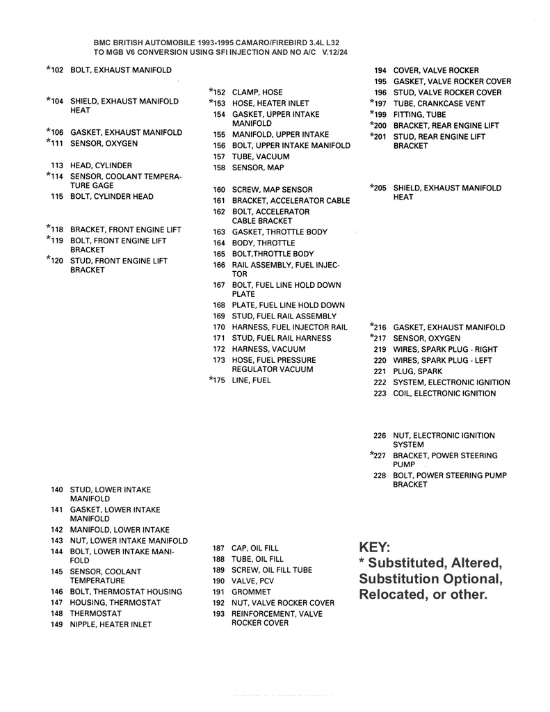 1993-94-95 CAMARO 3.4L V6 Exploded view SFI MANIFOLD+FRONT BMCAUTOS MGBV6 pg2